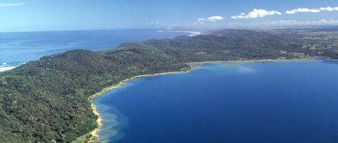 Aerial view of a bay