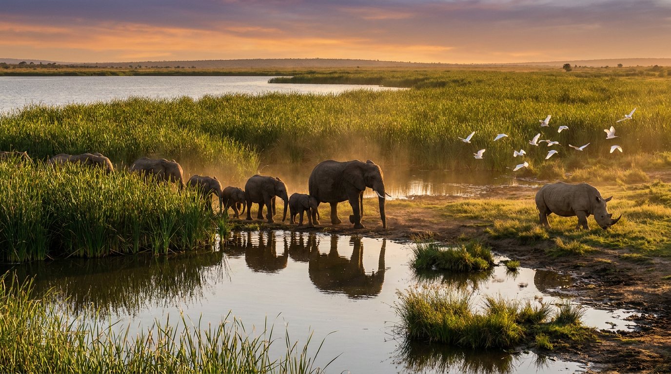 Elephants and rhino
